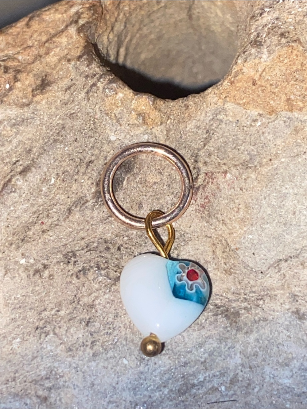 5/$10❤️❤️❤️NEW Mini Millifiore Glass Heart Charm Pendant